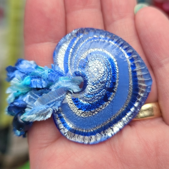 Glass Jewelry - Blue glass Heart Necklace